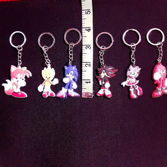 SONIC THE HEDGEHOG KEYCHAIN SOFT PVC ANIME/CARTOON LOT OF 6 NEW - Picture 2 of 8